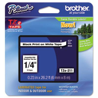 Brother P-Touch TZE211 TZe Series 1/4" x 26.2 ft. Standard Labeling Tape, Black on White