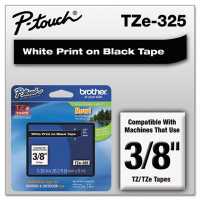 Brother P-Touch TZE325 TZe Series 3/8" x 26.2 ft. Standard Labeling Tape, White on Black