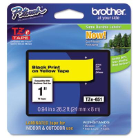 Brother P-Touch TZE651 TZe Series 1" x 26.2 ft. Standard Labeling Tape, Black on Yellow