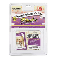 Brother P-Touch TZEAF231 TZ Series 1/2" x 26.2 ft. Photo-Safe Tape, Black on White
