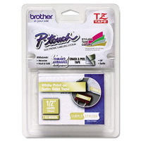 Brother P-Touch TZEMQ835 TZe Series 1/2" x 16.4 ft. Standard Labeling Tape, White/Satin Gold