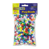 Chenille Kraft Pony Beads, Plastic, 6mm x 9mm, Assorted Colors, 1000 Beads/Pack