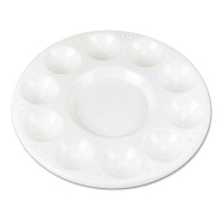 Chenille Kraft Round Plastic Paint Trays for Classroom, White, 10/Pack