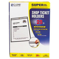 C-Line 9" x 12" Clear Stitched Shop Ticket Holder, 25/Box