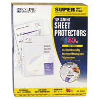 C-Line 8-1/2" x 11" Top-Load Super Heavyweight Non-Glare Poly Sheet Protectors, 50/Box