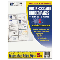 C-Line 8-1/2" x 11" 20-Card Tabbed Binder Pages, 5/Pack
