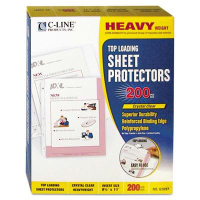 C-Line 8-1/2" x 11" Top-Load Heavyweight Clear Poly Sheet Protectors, 200/Box