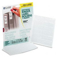 C-Line 3/4" x 2-1/2" Self-Adhesive Binder Label Holders, Clear, 12/Pack