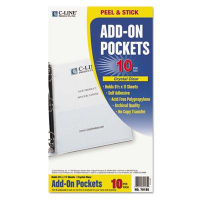 C-Line 8-3/4" x 5-1/8" Peel & Stick Add-On Filing Pockets, 10/Box