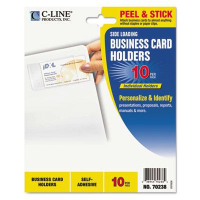 C-Line 3-1/2" x 2" Side-Load Self-Adhesive Business Card Holders, 10/Pack