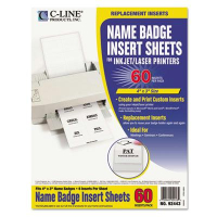 C-Line 4" x 3" Additional Name Badge Inserts, White, 60/Pack