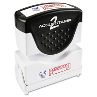 Accustamp2 "Posted" Shutter Stamp with Microban, Red/Blue Ink, 1-5/8" x 1/2"