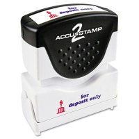 Accustamp2 "For Deposit Only" Shutter Stamp with Microban, Red/Blue Ink, 1-5/8" x 1/2"