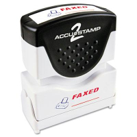 Accustamp2 "Faxed" Shutter Stamp with Microban, Red/Blue Ink, 1-5/8" x 1/2"