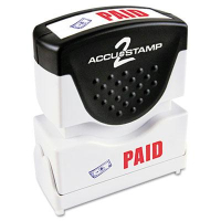 Accustamp2 "Paid" Shutter Stamp with Microban, Red/Blue Ink,1-5/8" x 1/2"