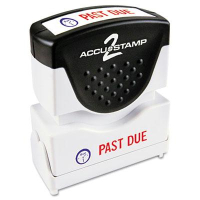 Accustamp2 "Past Due" Shutter Stamp with Microban, Red/Blue Ink, 1-5/8" x 1/2"