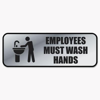 Cosco 9" W x 3" H Employees Must Wash Hands Metal Office Sign