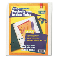Cardinal 8-1/2" x 11" Index Tab Ring Binder Divider Pockets, Clear, 5/Pack