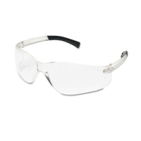MCR Safety Crews BearKat Wraparound Safety Glasses, Black Frame with Clear Lens