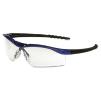 MCR Safety Crews Dallas Wraparound Safety Glasses, Metallic Blue Frame with Clear AntiFog Lens