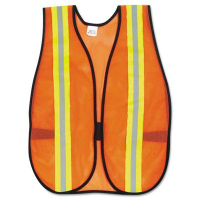MCR Safety Crews Orange Polyester Safety Vest with 2" Reflective Strips & Side Straps, One Size