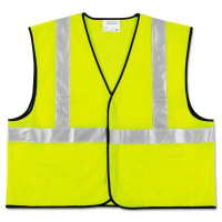 MCR Safety Crews Class 2 Polyester Safety Vest, Fluorescent Lime with Silver Stripe, XL