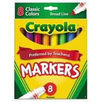 Crayola Non-Washable Marker, Broad Point, Assorted, 8-Pack