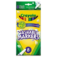 Crayola Ultra-Clean Washable Marker, Fine Point, Assorted, 8-Pack