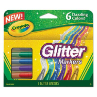 Crayola Glitter Marker, Conical Point, Assorted, 6-Pack