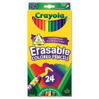 Crayola Erasable 3.3 mm Assorted Colors Woodcase Pencils, 24-Pack