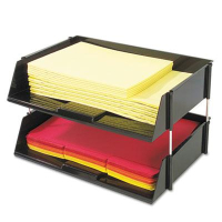 Deflect-o 3-1/2" H Two-Tier Industrial Stacking Tray Set, Black
