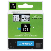 Dymo D1 45013 Polyester 1/2" x 23 ft. Label Maker Tape, Black on White