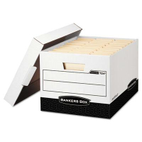 Bankers Box 12" x 15" x 10" Letter & Legal R-Kive Storage Boxes, 12/Carton, White/Black