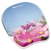 Fellowes 9-1/4" x 7-1/3" Photo Microban Mouse Pad with Wrist Rest, Pink Flowers