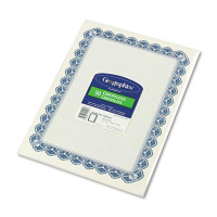 Geographics 8-1/2" x 11", 24lb, 50-Sheets, Blue Royalty Border Parchment Paper Certificates