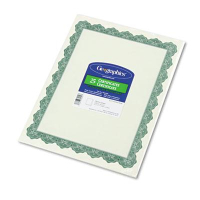 Geographics 8-1/2" x 11", 24lb, 25-Sheets, Optima Green Border Parchment Paper Certificates