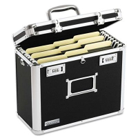 Vaultz 7-1/4" D Letter Locking File Tote Storage Box, Black
