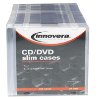 Innovera 100-Pack CD & DVD Polystyrene Thin Line Storage Case, Clear