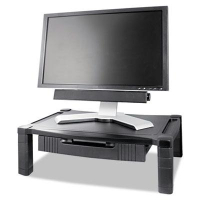 Kantek 3" to 6-1/2" H Wide Deluxe Monitor Stand with Drawer, Black