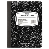 Mead 7-1/2" X 9-3/4" 100-Sheet Wide Rule Composition Book, Black Marble Cover