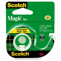 Scotch 1/2" x 12.5 yds Magic Tape with Dispenser, Clear, 1" Core