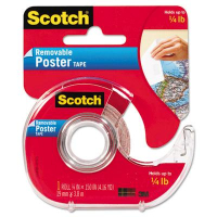 Scotch Wallsaver Removable Poster Tape with Dispenser, Clear, 1" Core