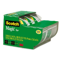 Scotch 3/4" x 8.3 yds Magic Tape with Dispensers, Clear, 3-Pack, 1" Core