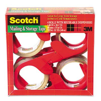 Scotch Moving & Storage Packaging Tape with Dispensers, Clear, 4-Pack, 3" Core