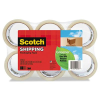 Scotch 1.88" x 49.2 yds Clear Greener Commercial Grade Packaging Tape, 3" Core, 6-Pack