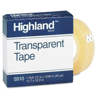 Highland 1/2" x 36 yds Transparent Tape, 1" Core, Clear