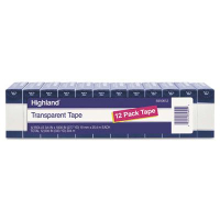 Highland 3/4" x 27.8 yds Transparent Tape, 1" Core, Clear, 12-Pack