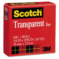 Scotch 3/4" x 36 yds Transparent Tape, 1" Core, Clear