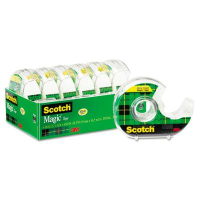 Scotch 3/4" x 18 yds Magic Tape with Dispensers, Clear, 6-Pack, 1" Core