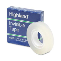 Highland 1/2" x 36 yds Invisible Permanent Mending Tape, 1" Core, Clear